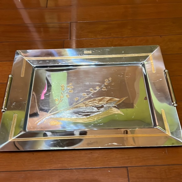 Vintage Elegant Gioiel Oro Tray Designed by Roberto C. Italy 24 K Inox 18/10 - Picture 8 of 16